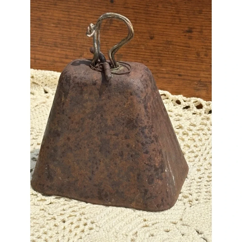 Vintage Antique Metal Rusty Cowbell Patina Rustic Cottage Barn Decor